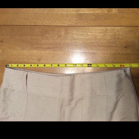 SHERRY TAYLOR Tan Nude SET Ramie Rayon TOP Shirt SKIRT Asymmetric hem size XL - Picture 10 of 12